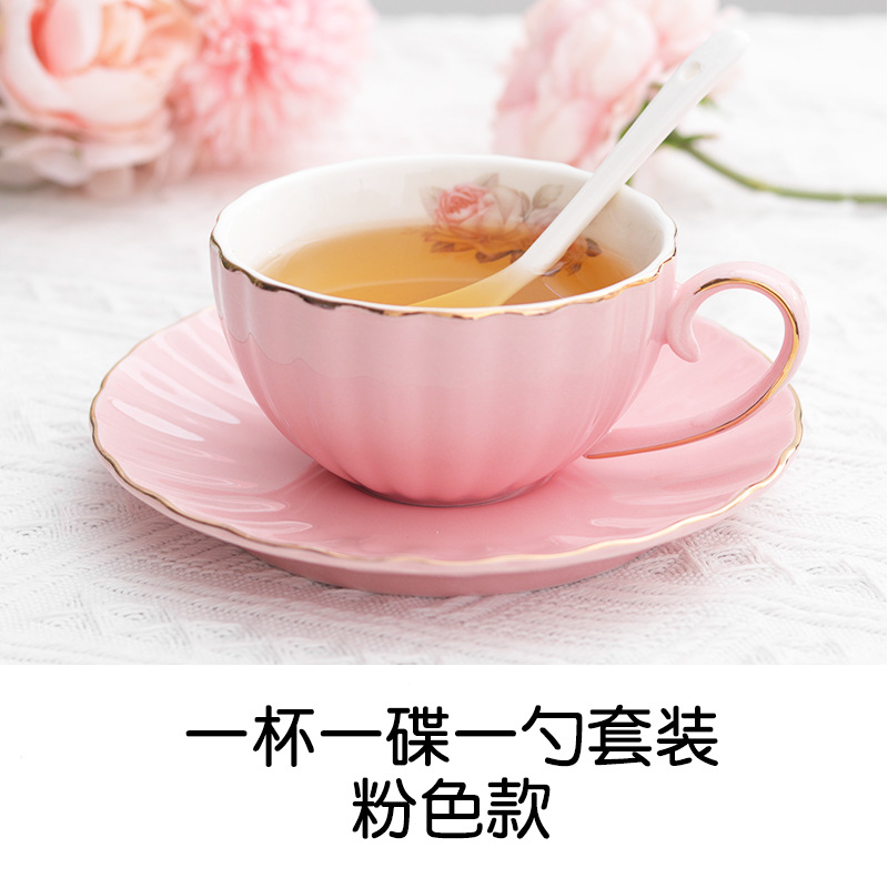 Taza de café de calabaza de cerámica estilo europeo luz lujo ins Garland negro taza de té Oficina en el hogar simple traje de té de la tarde