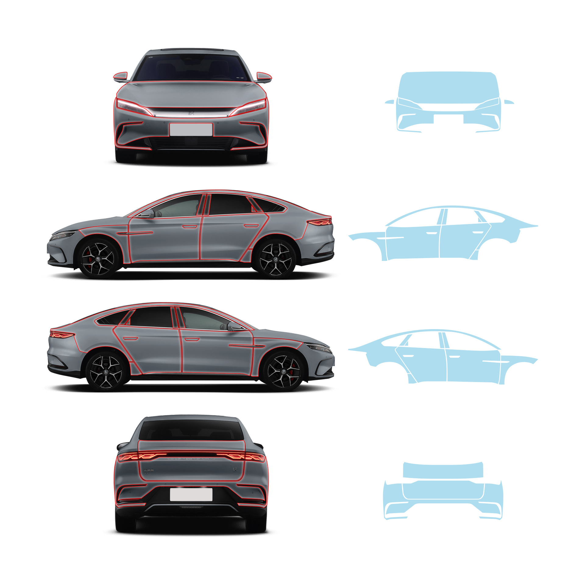 TPU invisible para automóviles especiales de corte mecánico BYD Han película transparente película de pintura película protectora de todo el automóvil