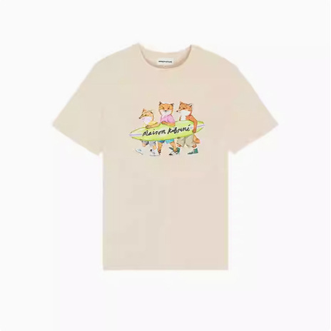 Maison Kitsune Wei Daxun's Same Style Spring and Summer New Surf Fox Print T-Shirt Short Sleeves