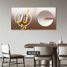现代轻奢客厅装饰画钟表画客厅沙发背景墙饭厅餐桌时钟壁画晶瓷画