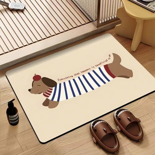 Cartoon Fun Animal Diatom Mud Mat Bathroom Non-Slip Absorbent Foot Mat Entrance Dirt-Resistant Carpet Bathroom Door Mat