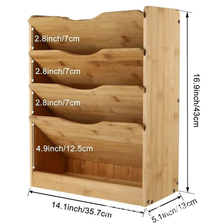 Soporte de almacenamiento multicapa de madera de Amazon Soporte de archivo de revista de oficina de la escuela Estantería de lectura del aula