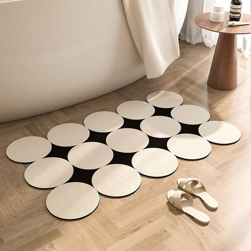 Bathroom Diatomaceous Earth Soft Mat Sanitary Ware Water Absorbent Anti-Slip Foot Mat Household Sink Cream Style Anti-Slip Irregular Mat