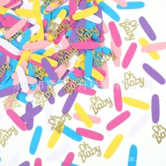 350pcs六色圆条oh baby字母纸屑派对抛洒桌面装饰用品