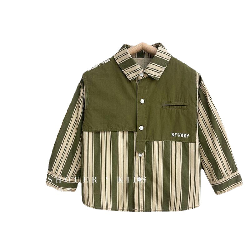 Ropa para niños camping costura camisa a rayas 2022 nuevo otoño niños primavera y otoño de manga larga estilo occidental camisa abrigo