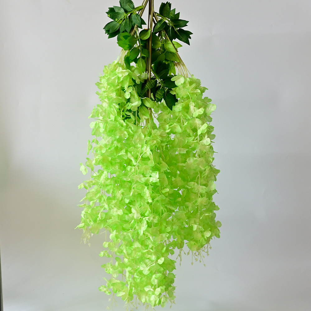 Simulación flor de glicina de 6 hojas flor falsa flor de techo violeta flor de boda de glicina decoración de flores de ratán decoración de flores vid