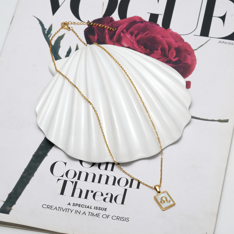 Simple Style Constellation Stainless Steel Inlay Shell Pendant Necklace 1 Piece