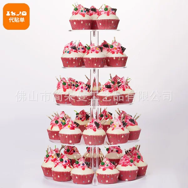 Acrylic Cupcake Stand Transparent Round Wedding Party Tower Type Multi-Layer Dessert Wedding Party Display Stand