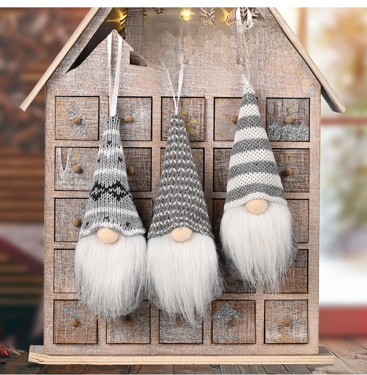 Décoration de Noël créative nouvelle petite poupée tricotée pendentif poupée sans visage petite poupée suspendue vieil homme pendentif_voghion.com