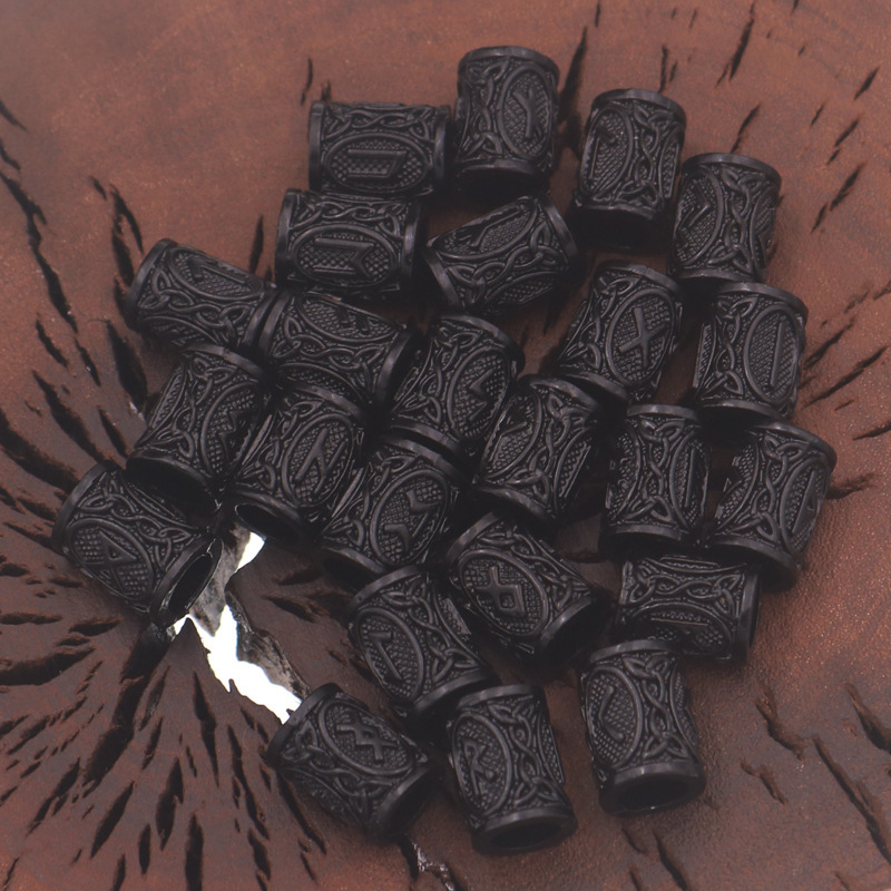 Dumb black wig dirty braid Nordic hot Viking character beard beads 24 sets of beaded hair ring diy jewelry Dumb black wig dirty braid Nordic hot Viking character beard beads 24 sets of beaded hair ring diy jewelry