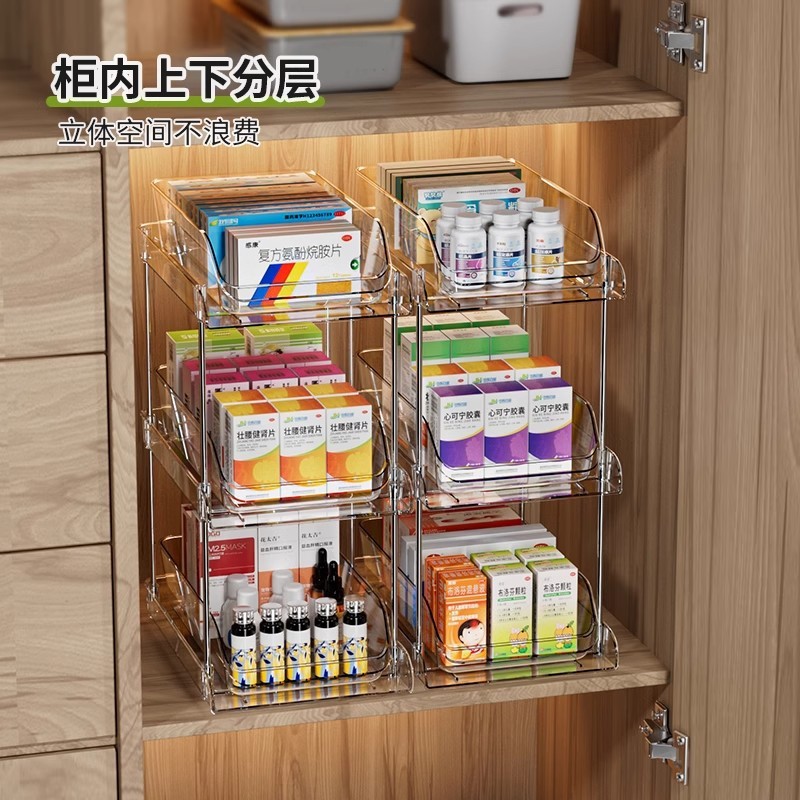 薬大容量収納ボックスデスクトップ薬箱引き出し透明多層収納キャビネット家庭用医療ボックス|undefined
