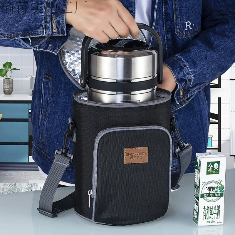 Изолированная сумка для ланча из алюминиевой фольги, водонепроницаемая, красивая, для студентов, офисных работников, круглое ведро для обеда, портативный портативный ланч-бокс