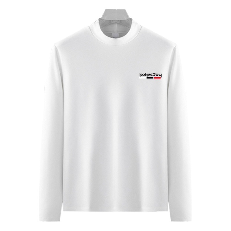 Fábrica al por mayor simple slim fit de terciopelo a prueba de frío cálido medio cuello alto ropa interior hombres otoño camiseta superior