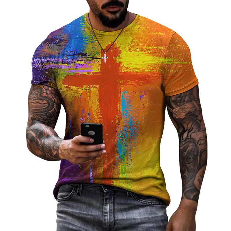 Moda de verano europea y americana, top de moda delgado de cuello redondo para hombres, camiseta juvenil, soporte, pedido de una pieza de cabello