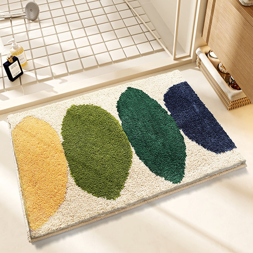 Floral imitation cashmere carpet home bathroom anti-slip water-absorbent stain-resistant foot mat cool feet mat bedroom decoration