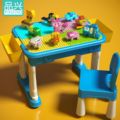 品兴积木兼容乐高玩具儿童多功能大颗粒积木桌3-6岁男女孩