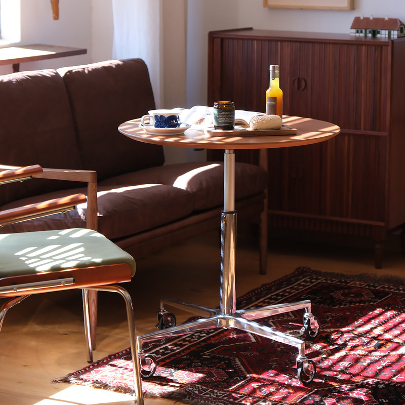 Tao Ye Store |   Medieval Nordic Bauhaus Stainless Steel Design Lifting Cherry Wood Dining Table for Home Office