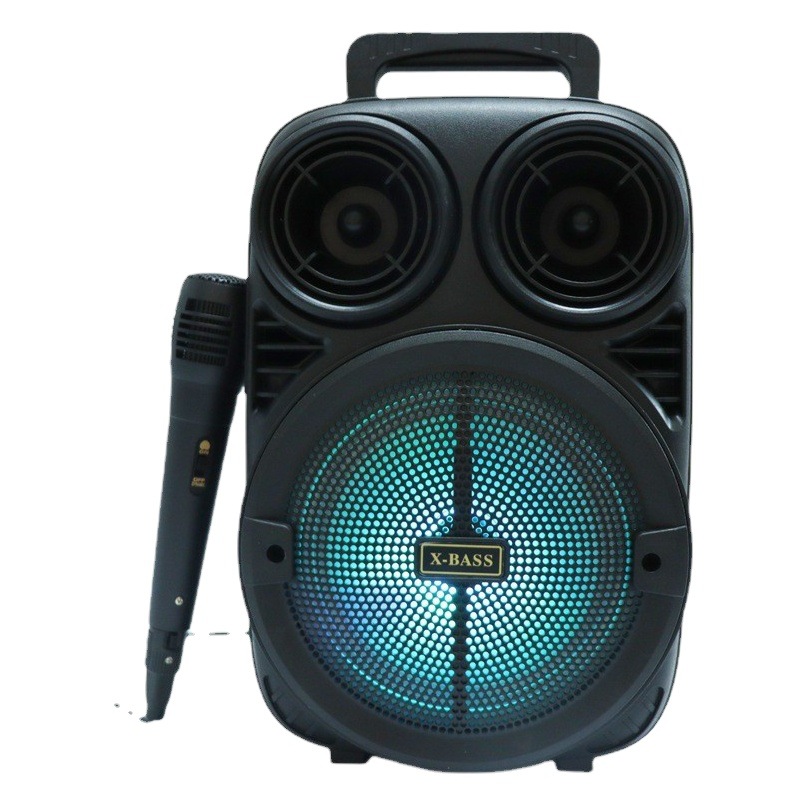 Micrófono de audio Bluetooth portátil al aire libre portátil subwoofer micrófono karaoke tarjeta cuadrada altavoz de baile comercio exterior