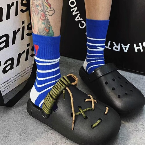 Japanese versatile trendy brand red heart striped couple socks for men and women pure cotton street sports crew socks trendy socks