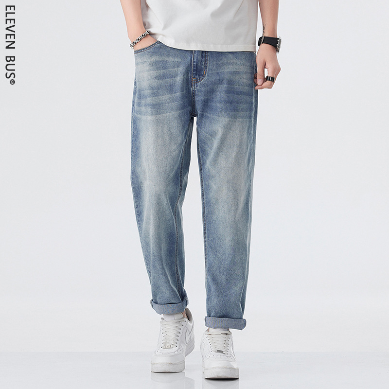 Lewei Men's Thin Jeans Men's Tapered Lyocell Tencel Pants Trendy Brand Youth Straight Casual Long Pants