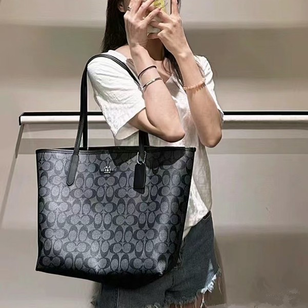 Kou C Brand City33 Tote Bag, High-Quality European and American Retro Vintage Pattern, Fashionable Large-Capacity Everyday Versatile Commuter Bag