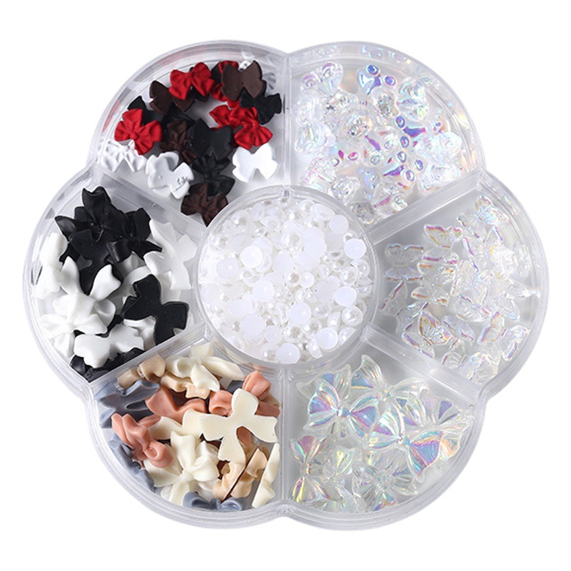 Popular online popular joyería de uñas arco Aurora oso color mágico Perla Negro Blanco 7 rejilla traje decoración de uñas