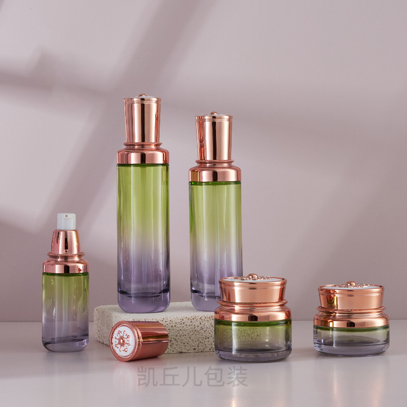 厂家直销化妆品套装玻璃瓶 100ml按压乳液瓶 50g30g膏霜瓶 分装空