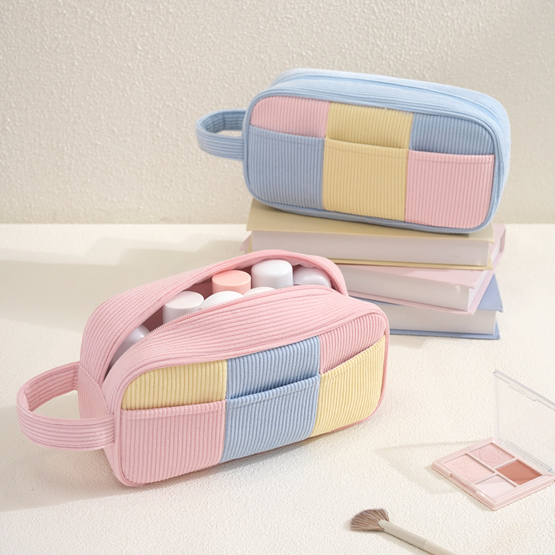 Runhui's New Slightly Sweet Corduroy Portable Storage Bag Cosmetics Storage Bag Wholesale Travel Makeup Bag Large Capacity