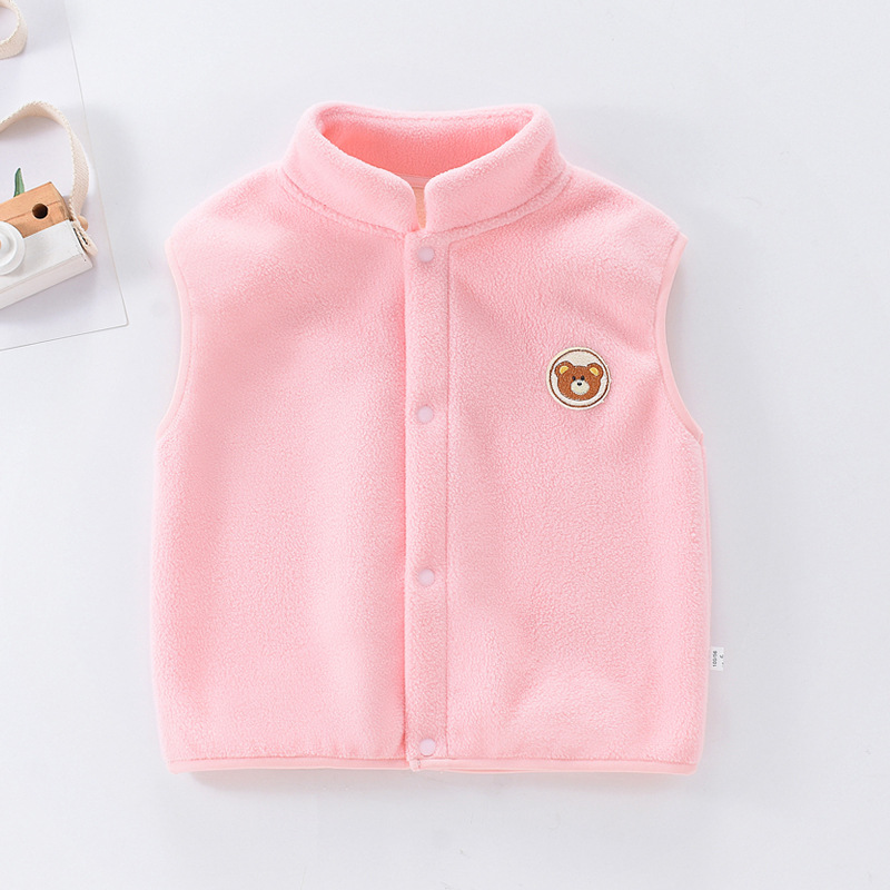Chaleco de ropa exterior para niños primavera y otoño bebé Polar fleece warm fleece-forrado chaleco para niñas fuera capa superior