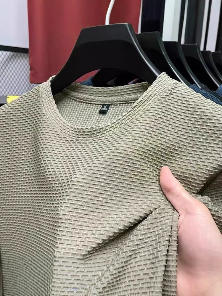 2025 Ice Silk Short-Sleeve T-Shirt for Men, New Summer Style, Solid Color Half-Sleeve Men's Top, Quick-Dry Thin Bamboo Polyester
