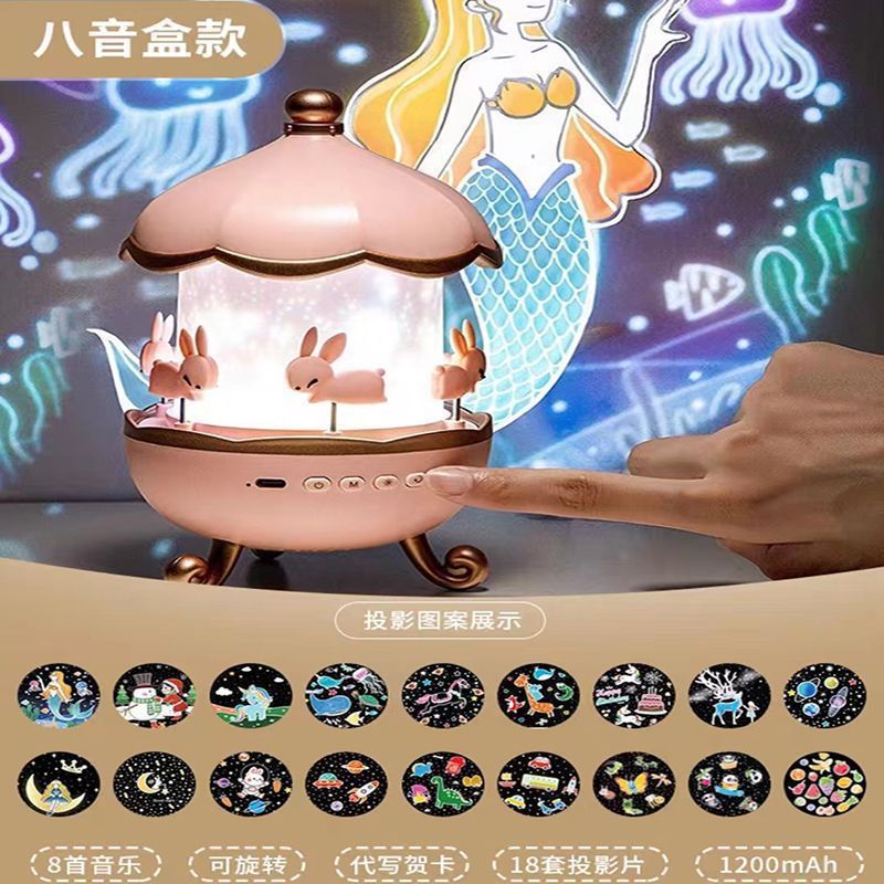 py万火星空旋转小屋投影仪小夜灯卧室灯睡眠满天星儿童房女孩梦幻|undefined