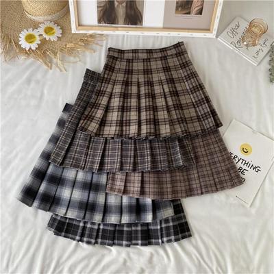 Retro Curry color lattice Pleated skirt Paige skirt Summer wear 2022 new pattern skirt Short skirt