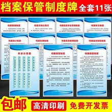 档案保管规章制度牌 档案整理保管保密牌子 档案员岗位职责标识牌