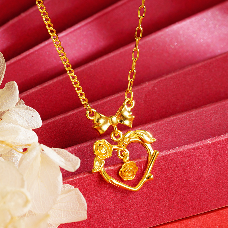 Corazón arco collar Rosa vid Vietnam arena joyería de oro estilo nacional accesorios a juego retro dulce suministro