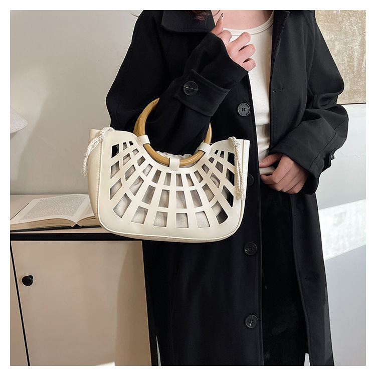 967g Weight Hollow Fashion Element String Closure Type Double Handle Strap Type Handbag Bags Type Casual, Daily, Shopping Occasion Pu Leather Material Solid Color Pattern All Seasons Season Women's Gender Classic Style Style Square Shape Women's Pu Leather Solid Color Classic Style Hollow Square String Handbag 1