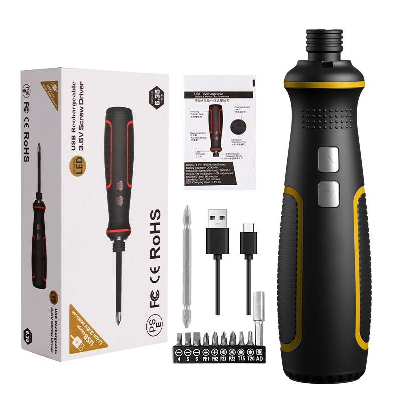 Juego de destornilladores eléctricos mini portátiles recargables de 3.6V, suministro de fábrica