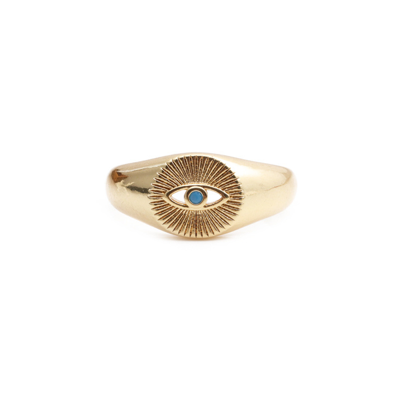 Retro inlaid zircon eye ring