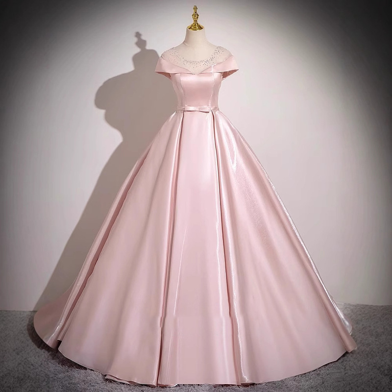 Satin Pink Evening Dress Birthday Party Evening Gown Long Dress Elegant High-End Stage Runway Dress 2026 Satin Pink Evening Dress Birthday Party Evening Gown Long Dress Elegant High-End Stage Runway Dress 2026