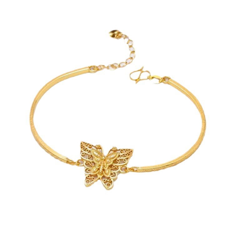 New Chinese fashion silk butterfly bracelet bracelet women's gold-plated retro diamond chain bracelet bracelet supply batch_voghion.com
