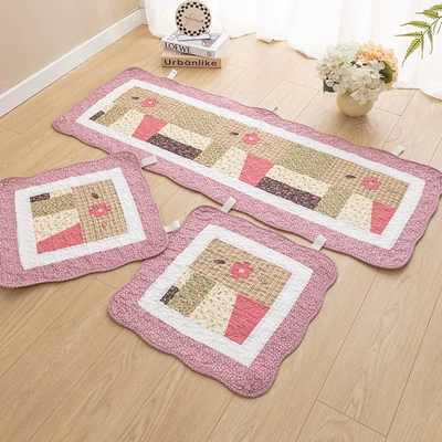 Seat cushion, seat cover, Set for All Seasons, Original Single-Piece - pure-cotton-pink-flowers-5050cm-front-row-single-piece
