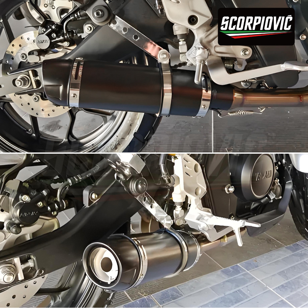 Motorcycle Exhaust Pipe Modification F02 Small Cylinder 51mm Diameter Universal Tail Section Silencer Stainless Steel Carbon Fiber
