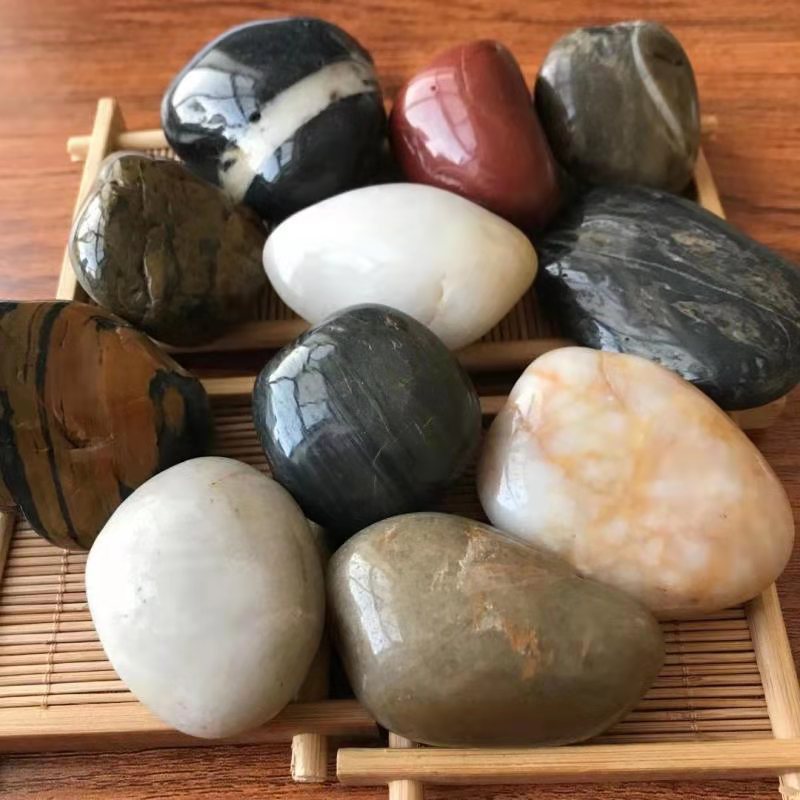 批发抛光鹅卵石 鱼缸装饰园林铺路鹅卵石景观造型五彩雨花石