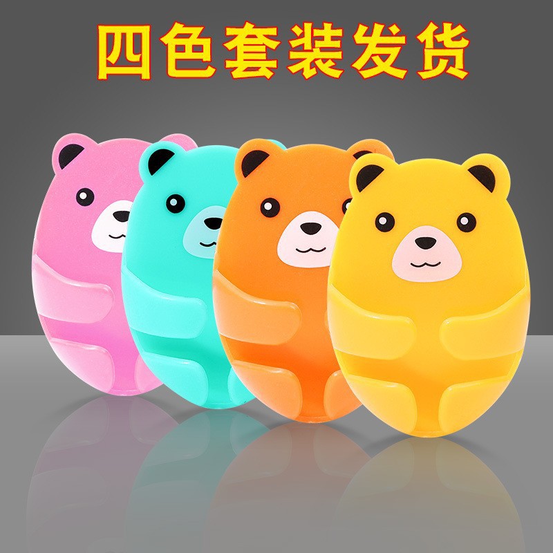 Internet celebrity cartoon hug bear punch-free sticky hook plug Hook power socket kitchen bear plug storage hook
