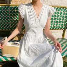 夏季法式连衣裙女夏季白色中长裙名媛小香风修身裙子深圳南油女装