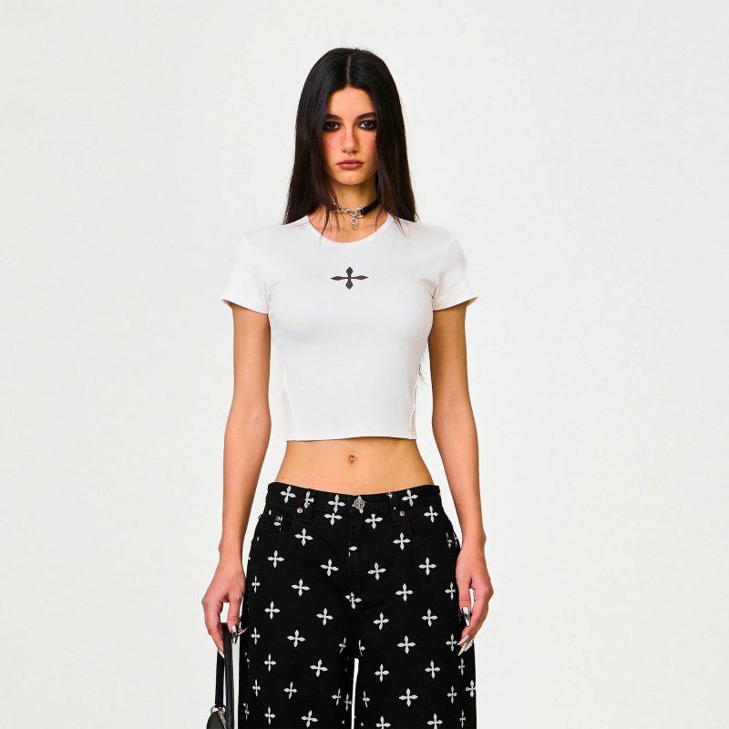 Smfk Cross Classic Sports Tight Tee Elastic Printed Short Sleeves 25 Years Spring New Style Smfk Cross Classic Sports Tight Tee Elastic Printed Short Sleeves 25 Years Spring New Style