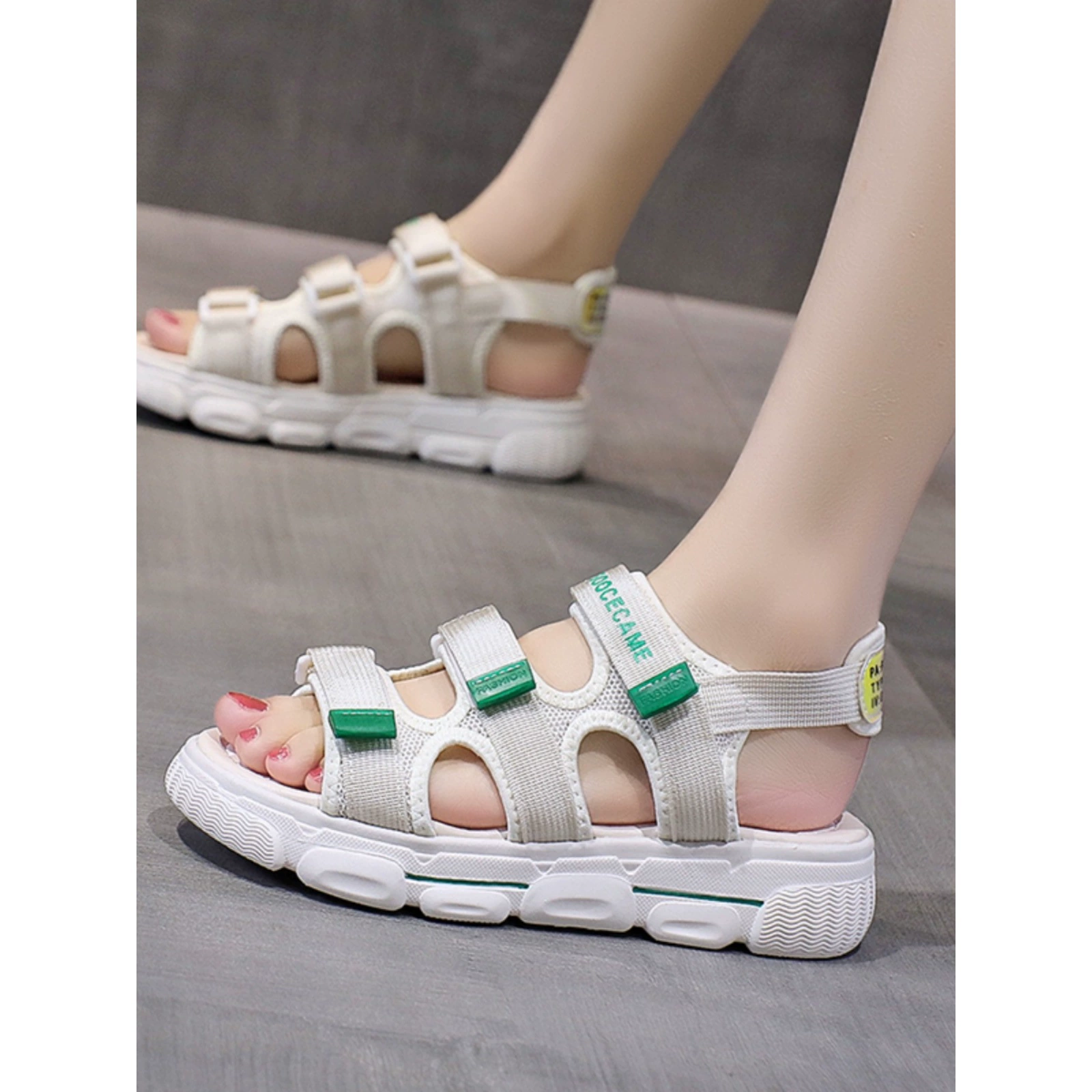 Женские летние спортивные сандалии на толстой подошве, платформа, на липучке, в корейском стиле, модные римские пляжные туфли, летняя новинка 2025 года
