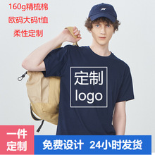 纯棉t恤定制logo跨境亚马逊圆领短袖150g印花t恤欧码大码男士t恤