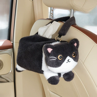 High-Looking Car Tissue Box, Car Hanging, Cute Car Interior Decoration, Paper Bag Storage, Hanging Paper Box (Car tissue box/set) - cow-cat-tissue-box