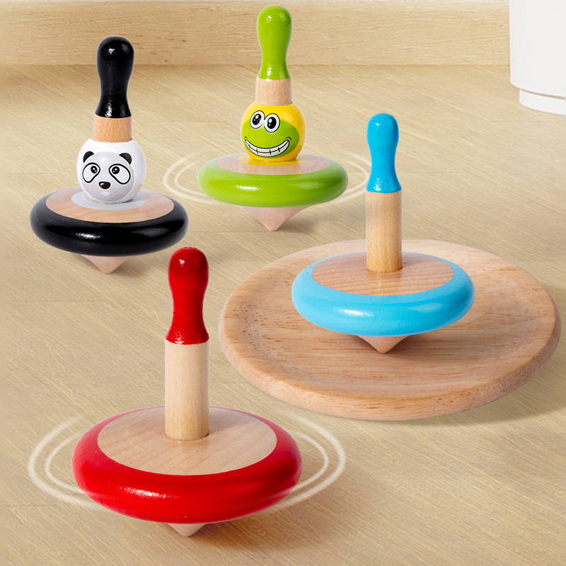 Puesto de venta caliente celebridades de Internet con el mismo estilo de giroscopio de madera juguetes de jardín de infantes giroscopio de color de madera regalos promocionales
