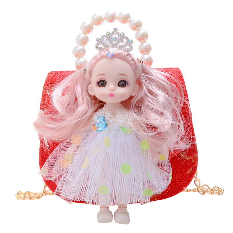 Nuevo paquete de princesa infantil coreano muñeca mochila lindas niñas bebés de un hombro bolso de perlas